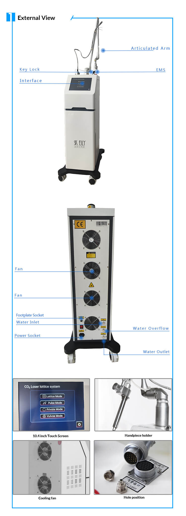 60W Fractional Co2 Laser Vaginal Tightening Beauty Equipment